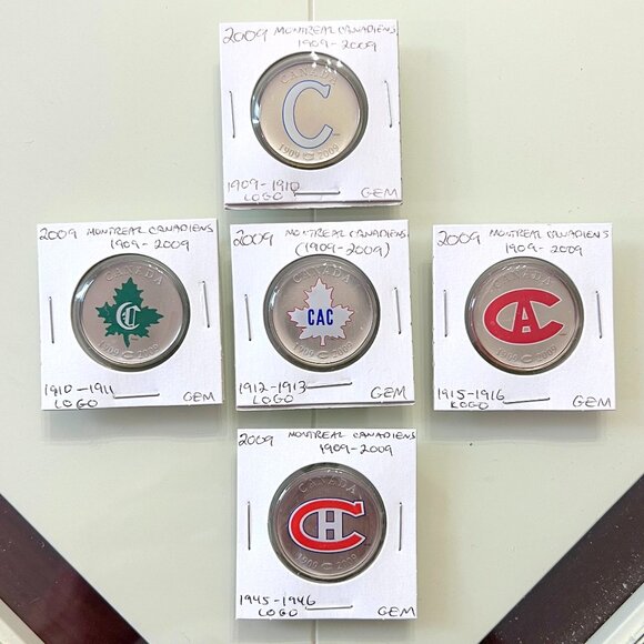 Montreal Canadiens Set of 5 Commemorative Team Logo History 50 Cent Coins! - Picture 1 of 10